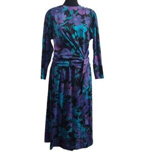 Vintage 100% Cotton Prophecy Floral Top and  Skirt Size 4 Purple, Black, Teal